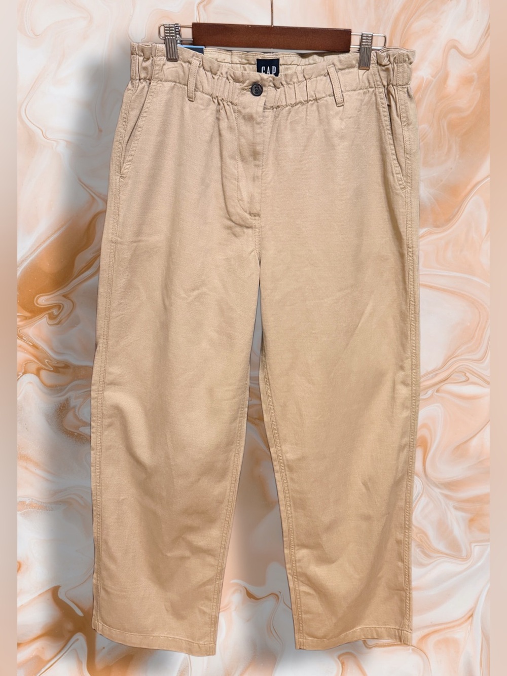 GAP NWT Woman’s Beige Elastic-Waist Chinos size Large